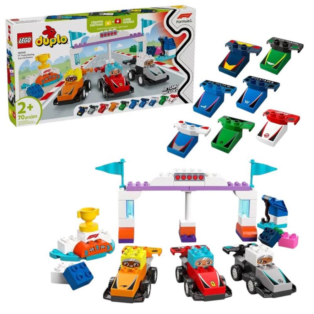 LEGO DUPLO Town F1 Team Race Cars & Drivers Building Toy for Toddlers 10445